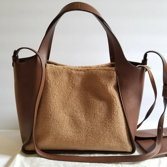 Stella McCartney Teddy Logo Tote Crossbody Bag Brown Biscuit - Picture 6 of 12